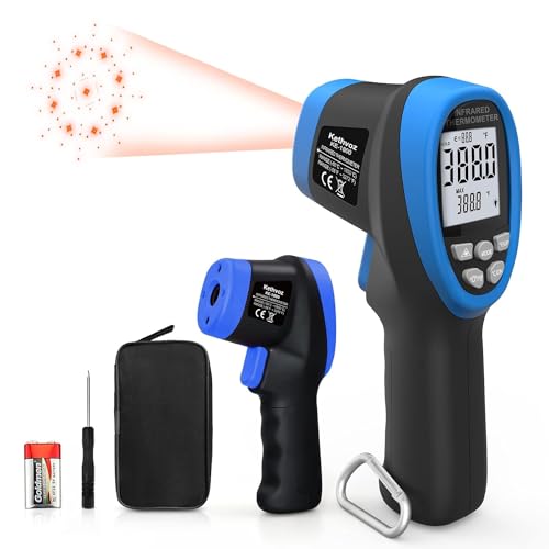 Infrarot Thermometer Digitale Temperaturmessgerät Gun für Industrie -50℃~1800℃, Emissionsgrad einstellbar Infrared Laser Pyrometer Pistol für Gefrierschrank/Auto/Bodenheizung(NICHT für Mensch) von Kethvoz