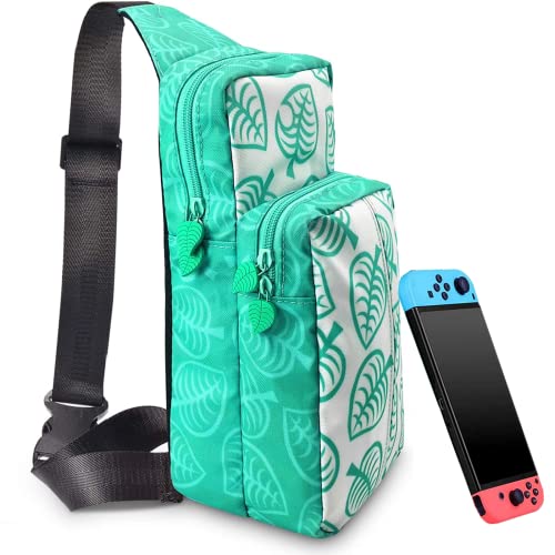 Kethvoz Carrying Case Tasche for Nintendo Switch OLED Lite, Animal Crossing New Leaf Taschen Crossbody Carry Bag Waterproof Backpack for NS Switch Dock Console Joycons Accessories HB214 von Kethvoz