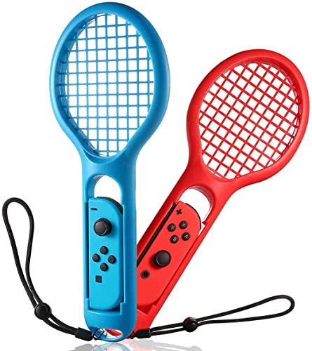 Kethvoz Tennisschläger Tennis Racket for Nintendo Switch Game, Mario Tennis Aces Spiele Tennis Schläger für N-Switch OLED Lite Joy-Con Konsole Controllers in Swing Mode (2 Stück, Blau & Rot) von Kethvoz