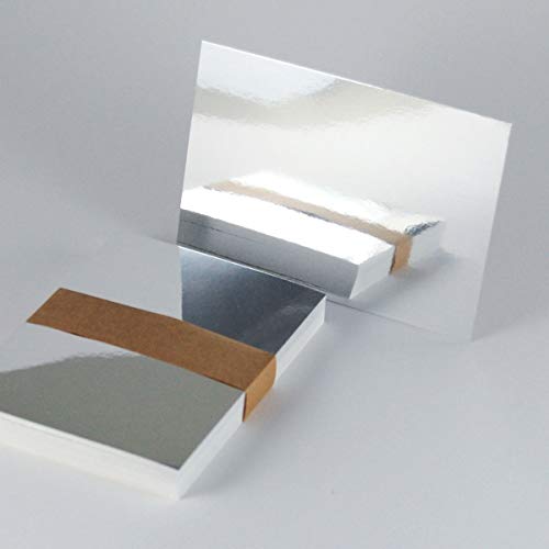 50 Spiegelkarten, Postkarten DIN A6 aus Spiegelkarton (weißer Karton 270 g/qm, einseitig mit reflektierender Polyesterfolie kaschiert), beidseitig unbedruckt von Kettcards