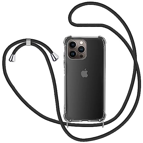 Handykette für iPhone 13 Pro Max Hülle mit Band, Transparent Silikon Handyhülle mit Kette zum Umhängen Schutzhülle, Schwarz Handykette für iPhone 13 Pro Max Hülle mit Band, Transparent Silikon Handyhülle mit Kette zum Umhängen Schutzhülle, Schwarz von KetteTech