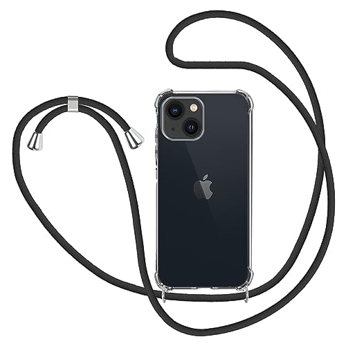 Handykette für iPhone 15 Hülle mit Band, Transparent Silikon Handyhülle mit Kette zum Umhängen Schutzhülle, Schwarz von KetteTech