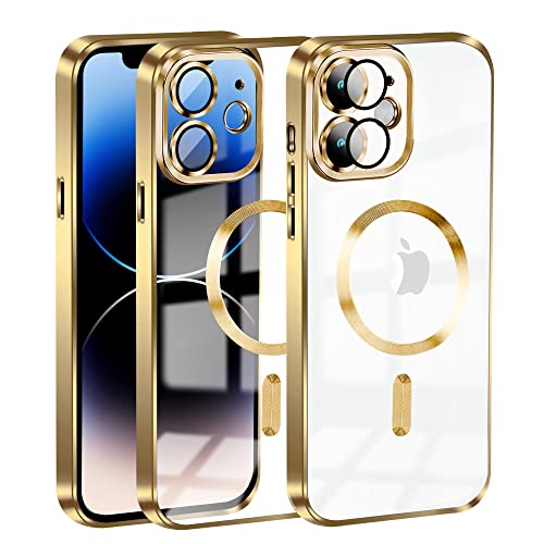 KetteTech Handyhülle für iPhone 11 Hülle Compatible with Magsafe Clear Magnetische [Kameraschutz Eingebaut][Werde Niemals Gelb] Stoßfest Schutzhülle Transparent für iPhone 11 Case, Gold von KetteTech