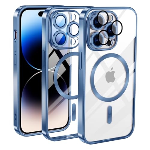 KetteTech Handyhülle für iPhone 11 Pro Hülle Compatible with Magsafe Clear Magnetische [Kameraschutz Eingebaut][Werde Niemals Gelb] Stoßfest Transparent Schutzhülle, Blau von KetteTech