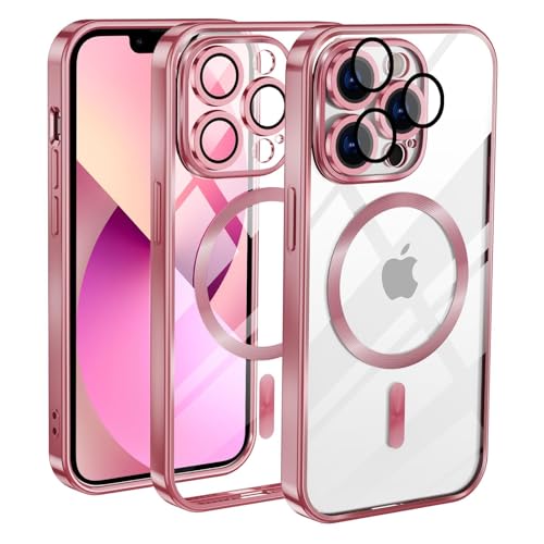 KetteTech Handyhülle für iPhone 11 Pro Hülle Compatible with Magsafe Clear Magnetische [Kameraschutz Eingebaut][Werde Niemals Gelb] Stoßfest Transparent Schutzhülle, Roségold von KetteTech