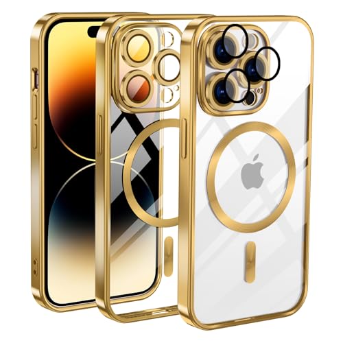 KetteTech Handyhülle für iPhone 11 Pro Max Hülle Compatible with Magsafe Clear Magnetische [Kameraschutz Eingebaut][Werde Niemals Gelb] Stoßfest Transparent Schutzhülle, Gold von KetteTech