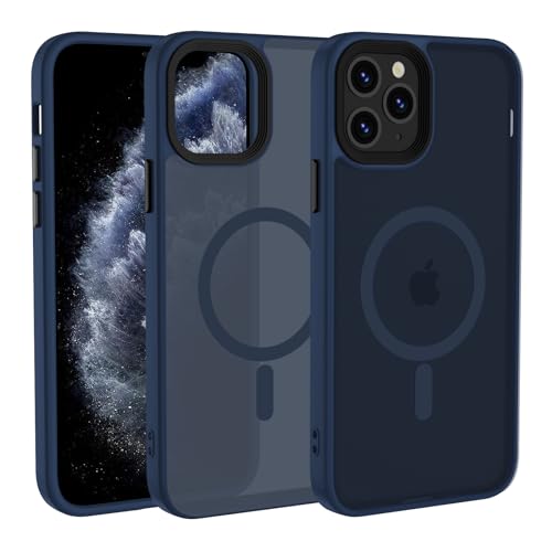 KetteTech Magnetisch Handyhülle für iPhone 11 Pro Hülle Compatible mit Magsafe, Durchscheinende Matt Dünn Stoßfest Kratzfest (Anti-Fingerabdruck) Schutzhülle, Dunkelblau von KetteTech