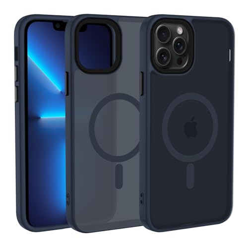 KetteTech Magnetisch Handyhülle für iPhone 13 Pro Max Hülle Compatible mit Magsafe, Durchscheinende Matt Dünn Stoßfest Kratzfest (Anti-Fingerabdruck) Schutzhülle, Dunkelblau von KetteTech