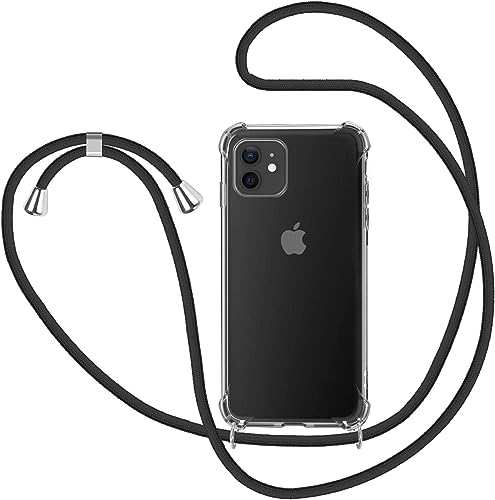 KetteTech Schutzhülle mit Kordel für iPhone 11, transparent, Silikon, verstellbare Halskette, Handyhülle, Umhängeband, Schwarz von KetteTech