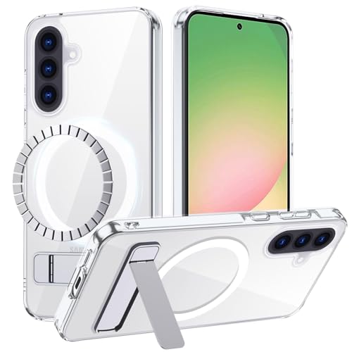 für Samsung Galaxy A56 5G Hülle mit Integrierter Ständer, Militärischer Schutz Stoßfest Kratzfeste AntiGelb-Design Handyhülle, Transparent von KetteTech