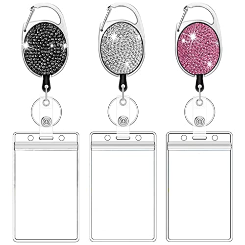 Einziehbarer Schlüsselanhänger mit ID Kartenhalter, 3 Stücke Schlüsselband Ausziehbar mit Ausweishalter, Retractable Schlüsselrolle mit Bling Strass, für Lehrer Arzt Krankenschwester Einziehbarer Schlüsselanhänger mit ID Kartenhalter, 3 Stücke Schlüsselband Ausziehbar mit Ausweishalter, Retractable Schlüsselrolle mit Bling Strass, für Lehrer Arzt Krankenschwester von Kettion