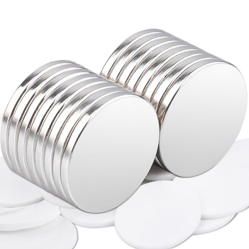 20x2MM Stück Magnete Stark, 16 Stücke Neodym Magnete Extra Stark Selbstklebend für Magnettafel,Magnete Klein Rund Magnete Stark Neodym Magnet Displate Magnete für Whiteboard Küche, Basteln, Büro von Keukenket