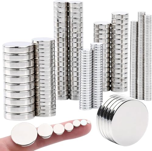 245 Stück Neodym Magnete Extra Stark, 7 Verschiedene Größen, Runde Gemischte Packung, Mini Kleine Starke Magnete für Whiteboard, Magnettafel, Handwerk, Büro von Keukenket