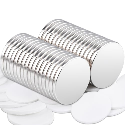 32 Stücke Stück Magnete Stark,20x2MM Neodym Magnete Extra Stark Selbstklebend für Magnettafel,Magnete Klein Rund Magnete Stark Neodym Magnet Displate Magnete für Whiteboard Küche, Basteln, Büro von Keukenket