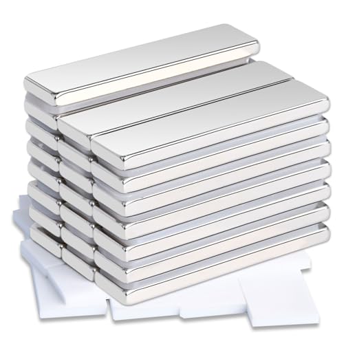 Keukenket 22 Stück Neodym Magnete Extra Stark,40x10x3mm Magnete Stark mit Selbstklebender Rückseite, 40x10x3MM Starke Magnete Rechteckig Magnete Stark für Whiteboard Küchen, Büros von Keukenket