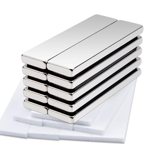 Keukenket 40x10x3MM Neodym Magnete Extra Stark, Magnete Stark mit Selbstklebender Rückseite, 10 Stück Starke Magnete Rechteckig Magnete Stark für Whiteboard Küchen, Büros von Keukenket