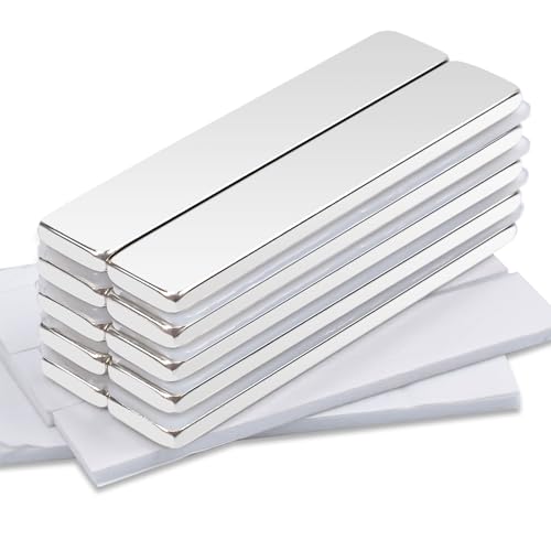 Keukenket 50x10x3MM Neodym Magnete Extra Stark, Magnete Stark mit Selbstklebender Rückseite, 10 Stück Starke Magnete Rechteckig Magnete Stark für Whiteboard Küchen, Büros von Keukenket