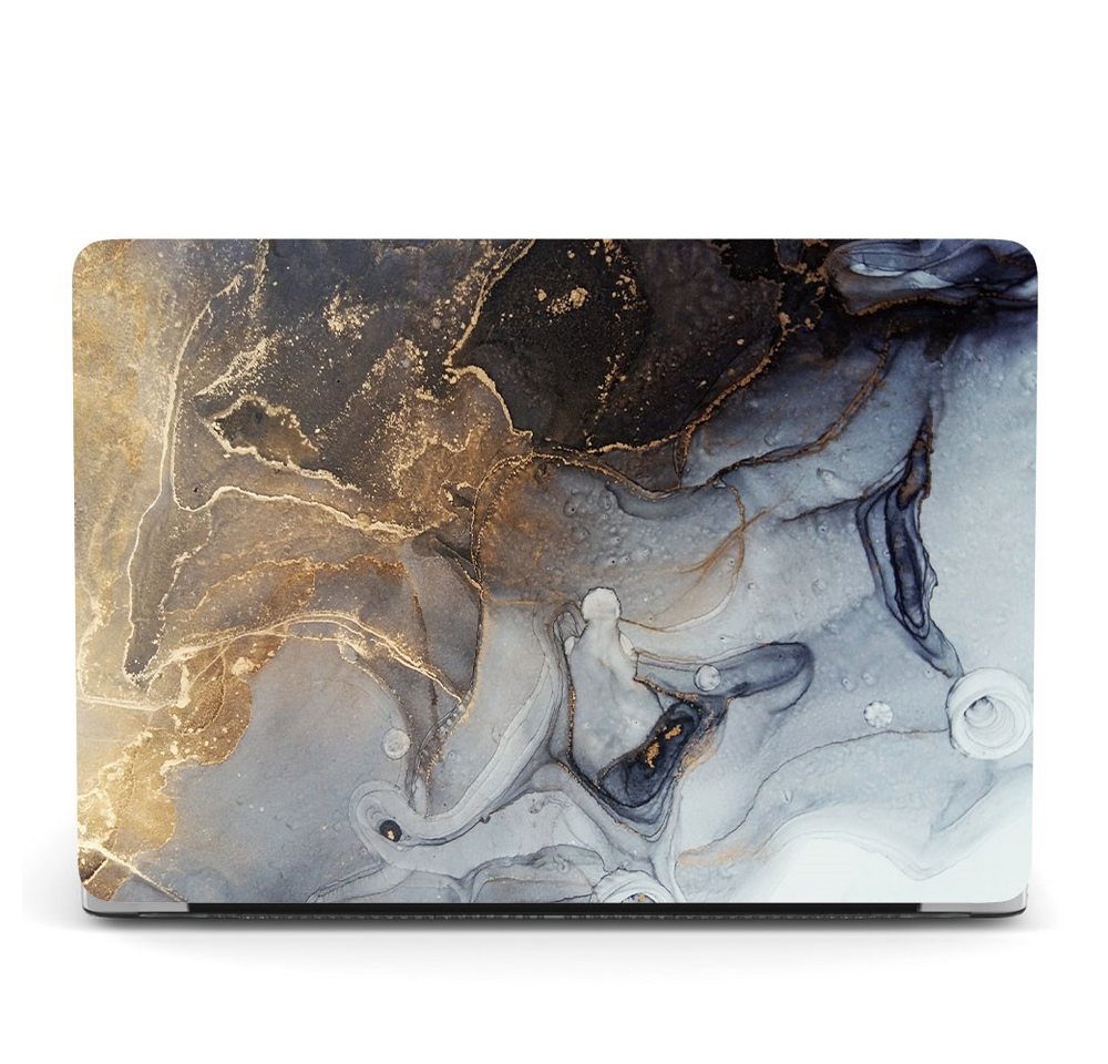 Kevin Frotscher (FroShop) Laptop-Hülle Schutzhülle für Apple MacBook Air 13.6" (2025-2022) M3 M2 2-Teilig Schutzcover Hartcase Schutz Cover Etui Tasche, Hülle Modell A3240 A3113 A2681 - Schwarz/Gold von Kevin Frotscher (FroShop)