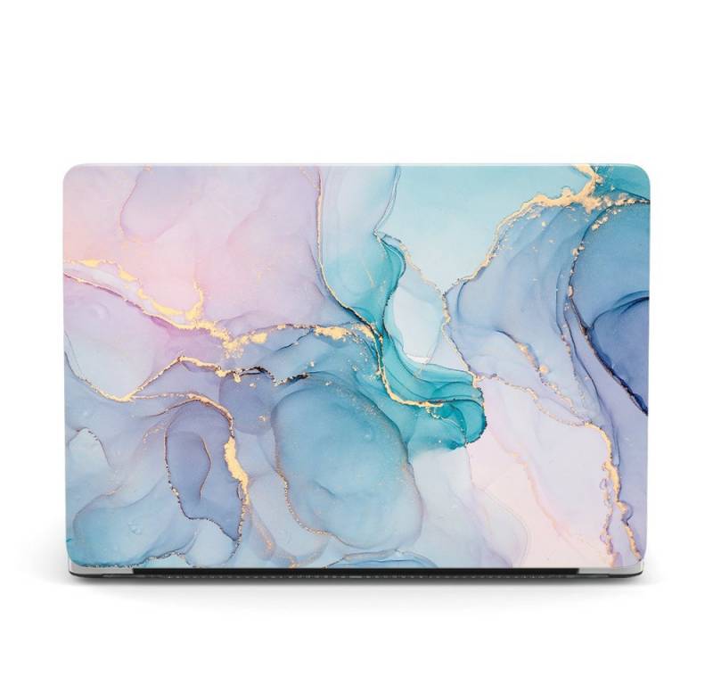 Kevin Frotscher (FroShop) Laptop-Hülle Schutzhülle für Apple MacBook Air 15 (2025-2023) M4 M3 M2 2-Teilig Schutzcover Hartcase Schutz Cover Etui Tasche, Hülle Modell A3114 / A2941 / A3241 - Blau/Weiß Marmor von Kevin Frotscher (FroShop)