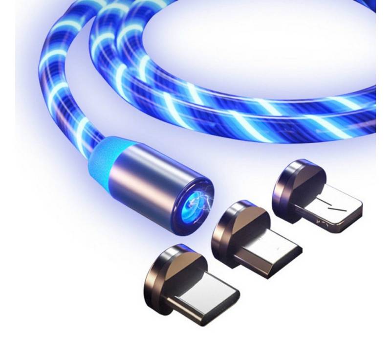 Kevin Frotscher (FroShop) Universal 3-in-1 magnetisches Ladekabel für iPhone Smartphone-Kabel, Samsung Huawei Micro USB / Typ C / kompatibel mit Apple LED - 1m BLAU von Kevin Frotscher (FroShop)