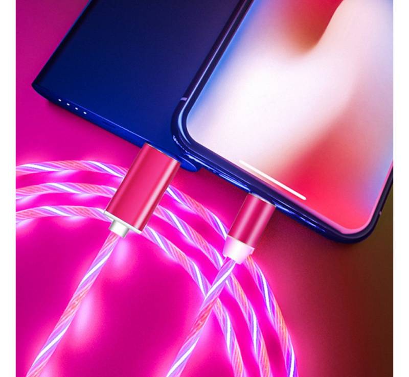 Kevin Frotscher (FroShop) Universal 3-in-1 magnetisches Ladekabel für iPhone Smartphone-Kabel, Samsung Huawei Micro USB / Typ C / kompatibel mit Apple LED - 1m Rot von Kevin Frotscher (FroShop)