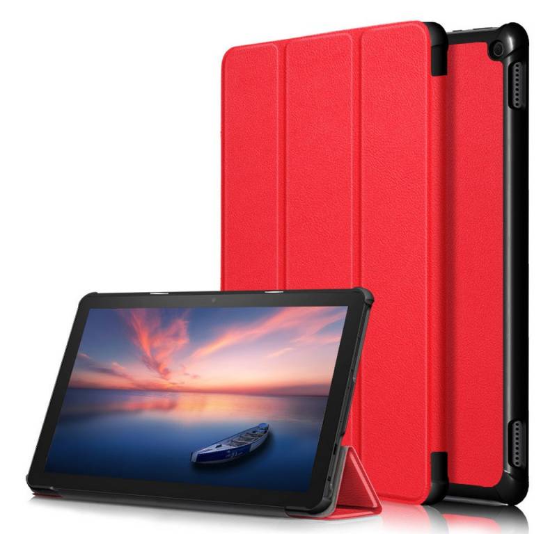 Kevin Frotscher (FroShop) Tablet-Hülle Schutzhülle für Amazon Kindle Fire HD10 / 10 Plus 2021 11. Generation Sleep & Wake Up Funktion, Tasche Etui Smart Case Standfunktion - Farbe Rot von Kevin Frotscher (FroShop)