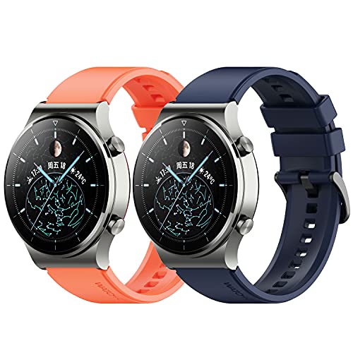 Keweni Armband Kompatibel mit Huawei Watch GT2 Pro, Quick-Fit Ersatz Armbänder für Honor Watch Magic/Honor GS Pro/Huawei GT2 46mm, 22mm Silikon Ersatzarmband (Orange+Blau) von Keweni