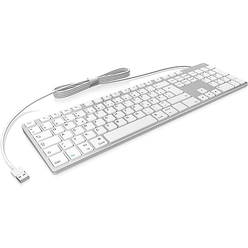 KeySonic Tastatur mit Kabel für Apple Mac, USB-C und USB, Aluminium mit Weißen Tasten, MacOS, flach KeySonic Tastatur mit Kabel für Apple Mac, USB-C und USB, Aluminium mit Weißen Tasten, MacOS, flach von KeySonic