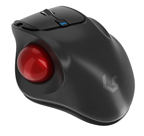 KeySonic Wireless Trackball Maus, Ergonomisch, Kabellos, Präzise & Einfache Steuerung mit dem Daumen, 2.4 GHz USB Verbindung, für Windows & Mac, KSM-6101RF-EGT von KeySonic