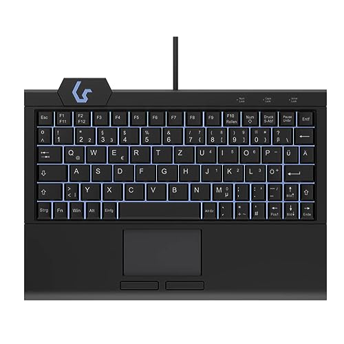 Keysonic KSK-3210ELU Super-Mini Tastatur DE-Layout, Hintergrundbeleuchtung, Touchpad, schwarz von KeySonic