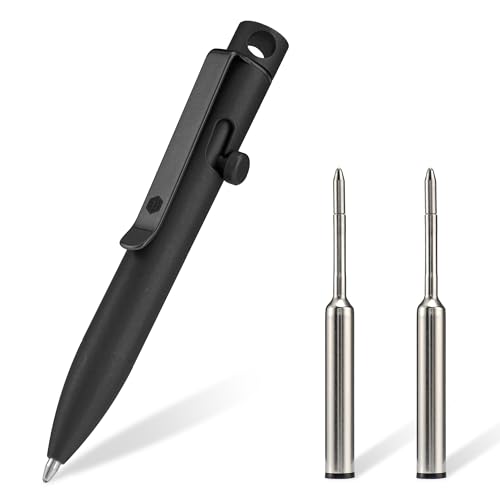 KeyUnity KP05BK Kugelschreiber aus Titanlegierung mit Clip, einziehbarer EDC-Taschenstift aus Metall für den täglichen Gebrauch von KeyUnity