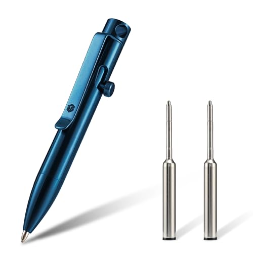 KeyUnity KP05BL Kugelschreiber aus Titanlegierung mit Clip, einziehbarer EDC-Taschenstift aus Metall für den täglichen Gebrauch von KeyUnity