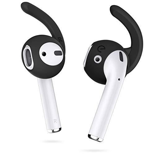 KeyBudz EarBuddyz Silikon Ohrhörer Aufsätze für Apple AirPods, EarPods Kopfhörer Ohrhörer Zubehör, Ohrhaken Ohrbügel, rutschfest, Sport, schwarz von Keybudz
