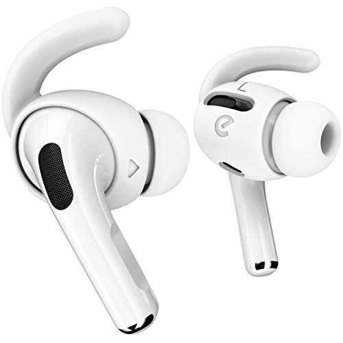 KeyBudz EarBuddyz Silikon Ohrhörer Aufsätze für Apple AirPods Pro, EarPods Kopfhörer Ohrhörer Zubehör, Ohrhaken Ohrbügel, rutschfest, Sport, weiß von Keybudz