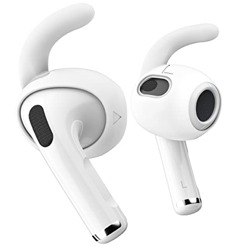 Keybudz EarBuddyz Silikon Ohrhörer Aufsätze für Apple AirPods 3, EarPods Kopfhörer Ohrhörer Zubehör, Ohrhaken Ohrbügel, rutschfest, Sport, weiß, Medium von Keybudz