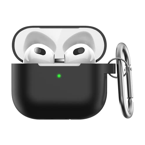 Keybudz Elevate Schutzhülle mit Karabiner für Apple AirPods 3, Etui Hülle, Kopfhörer Ohrhörer Zubehör Ladecase, schwarz von Keybudz