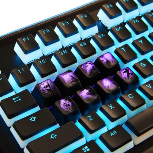 KeycapBro League of Legends personalisierbare Tastenkappen, Lasergravur, anpassbar an jede mechanische Tastatur, Violett von KeycapBro