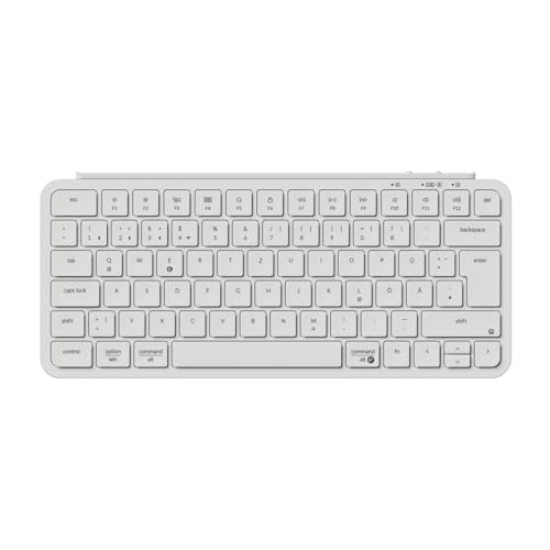 Keychron B1 Pro Ultra-Dünne Drahtlos-Tastatur, 75% DE-ISO-Layout 3 Moden 2.4GHz/Bluetooth/Wired ZMK-Customisierung Scherefuß-Tastendesign Tastendämpfung kompatibel mit Windows/Mac, Weiße von Keychron