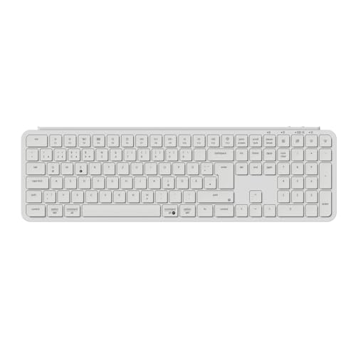 Keychron B6 Pro Ultra-Dünne Drahtlos-Tastatur, Full Size DE-ISO Layout ZMK-Customisierung Scherefuß-Tastendesign & Tastendämpfung, 3 Moden 2.4GHz/Bluetooth/Wired kompatibel Win/Mac/Linux, Weiß von Keychron