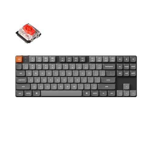 Keychron K1 Max Ultra-Slim QMK/VIA Bluetooth Wireless/USB Wired Custom Mechanische Tastatur, 2.4 GHz, Gaming-Tastatur mit TKL-Layout, Weiß-LED und Low-Profile Gateron Red Switch von Keychron