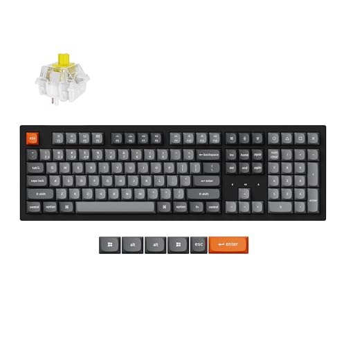 Keychron K10 Max Custom Wireless Mechanische Tastatur, 2.4 GHz/Bluetooth/USB-C, Wiße LED, QMK/VIA Programmierbare Makros, PBT Keycaps, für Mac Windows, Super Banana Switch Keychron K10 Max Custom Wireless Mechanische Tastatur, 2.4 GHz/Bluetooth/USB-C, Wiße LED, QMK/VIA Programmierbare Makros, PBT Keycaps, für Mac Windows, Super Banana Switch von Keychron