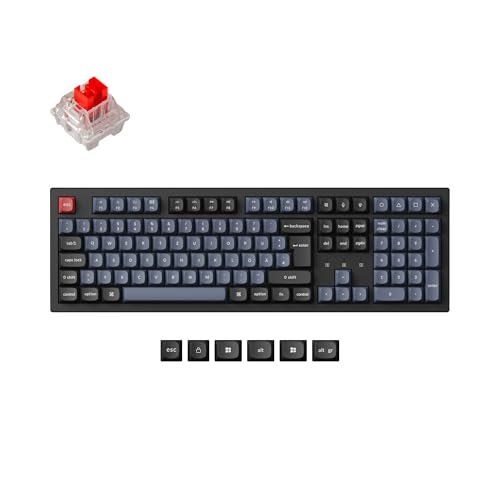 Keychron K10 Pro QMK/VIA Kabellose Mechanische Tastatur,108 Keys DE-ISO Layout Programmierbare Tastatur,Bluetooth/USB-C,RGB,Hot-Swap,Tastenkappen PBT Für Windows Mac (Roter Schalter) von Keychron