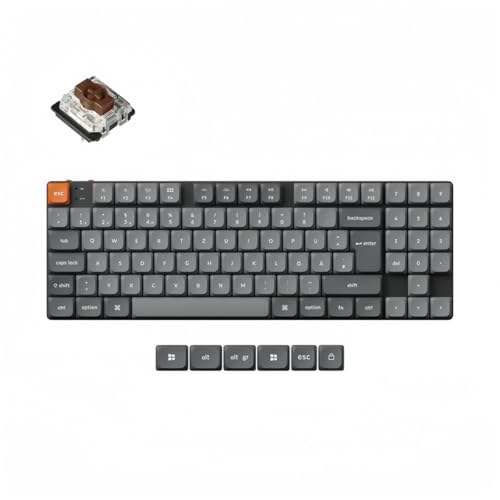 Keychron K13 Max QMK/VIA Kabellose Mechanische Tastatur,DE-ISO TKL Layout Bluetooth/2.4 GHz/Kabelgebundene,RGB Hot-Swappable Low-Profile Gateron Brauner Schalter für Mac Win von Keychron