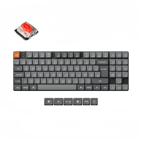 Keychron K13 Max QMK/VIA Kabellose Mechanische Tastatur,DE-ISO TKL Layout Bluetooth/2.4 GHz/Kabelgebundene,RGB Hot-Swappable Low-Profile Gateron Roter Switch für Mac Win von Keychron
