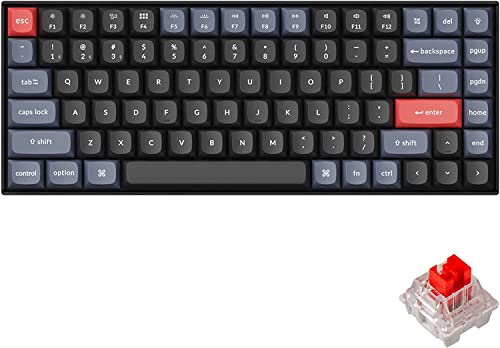 Keychron K2 Pro QMK/VIA Mechanische Tastatur Drahtlos/Kabelgebunden, 75% Layout US/ANSI Kompakte 84 Tasten Bluetooth Tastatur mit LED, N-Key Rollover, Keychron K Pro Red Switch für Mac Windows von Keychron