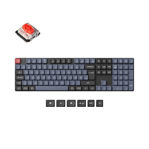 Keychron K5 Pro QMK/VIA Ultra-Slim Custom Kabellos Mechanische Tastatur, DE-ISO Full Size Programmierbar Bluetooth/Kabelgebunden RGB Hot-swappable Gateron Low Profile Roter Schalter von Keychron