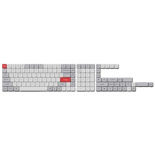 Keychron Keycaps Low Profile Dye-Sub PBT LSA - QWERTY ANSI US - Tastenkappen für mechanische Tastaturen mit niedrigem Profil - Hellgrau und Weiß Full Set von Keychron