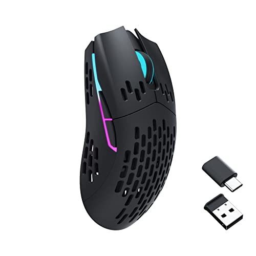 Keychron M1 Wireless Mouse, PAW3395 Sensor mit programmierbarer Makrotaste 26.000 DPI Unterstützt 2,4 GHz/Bluetooth 5.1, 79g Ultraleichtes, ergonomisches Design Bis zu 70 Stunden - Schwarz von Keychron