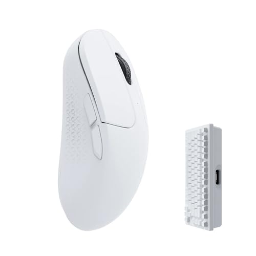 Keychron M3 Mini Wireless Gaming Optische Maus, Tri-Mode 2,4 GHz/Bluetooth 5.1/kabelgebunden, PixArt PAW 3395 Sensor, 4000 Hz Abfragerate, leichte programmierbare Makro-Taste für Windows/Mac - Weiß von Keychron