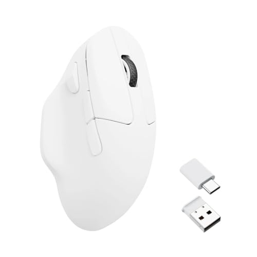 Keychron M7 Kabellose Computermaus, 26K DPI Optische Maus, 2.4 GHz/Bluetooth/Kabelgebunden mit Makrotaste 63g Leichtgewicht, Ergonomisch, Bis zu 70 Stunden Arbeitszeit für macOS/Windows - Weiß von Keychron
